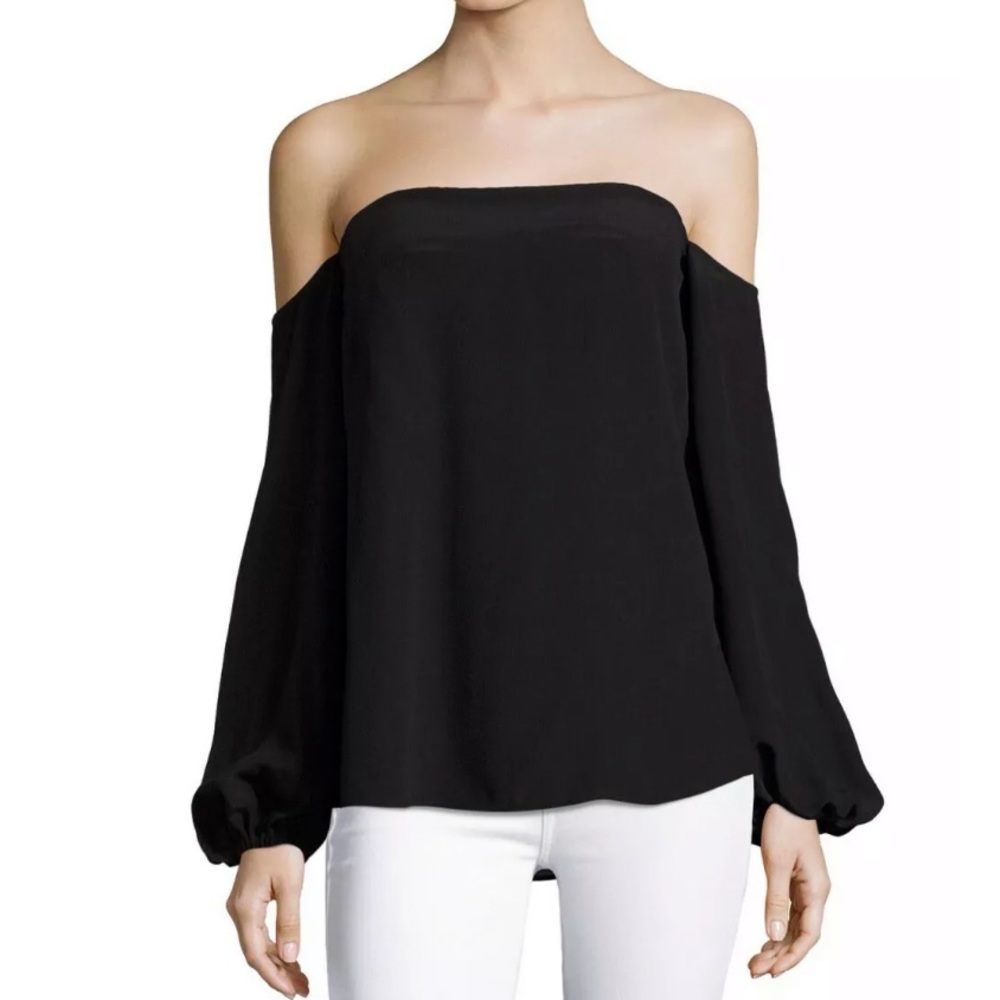 Theory Elegant Black Off-Shoulder Blouse